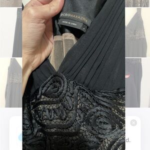 Bcbgmaxazria Elegant Black Dress with Lace Detail